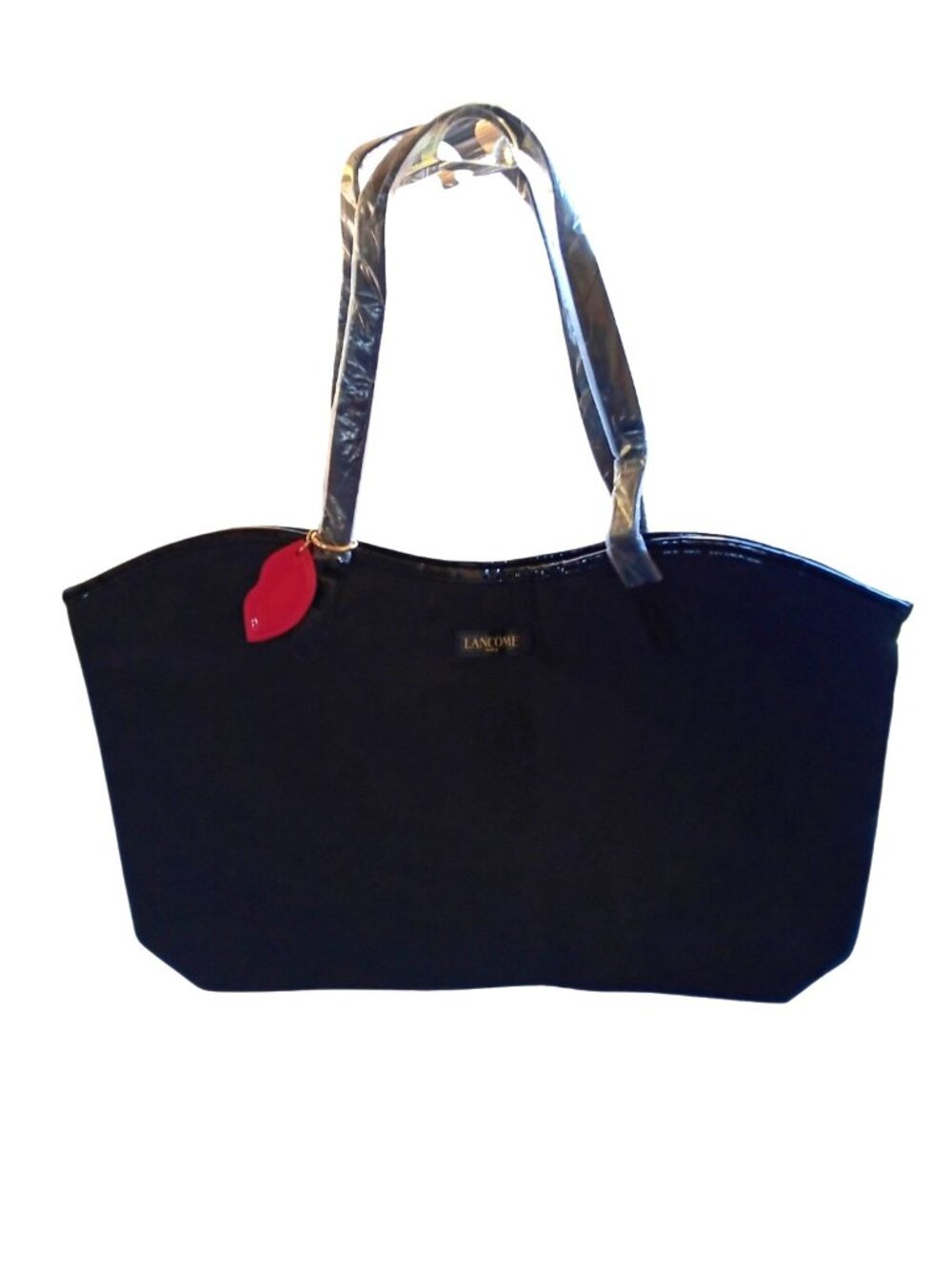 Lancome Paris New Cosmetic Tote with Eiffel tower and Pink Lips Lining 18"x 12"